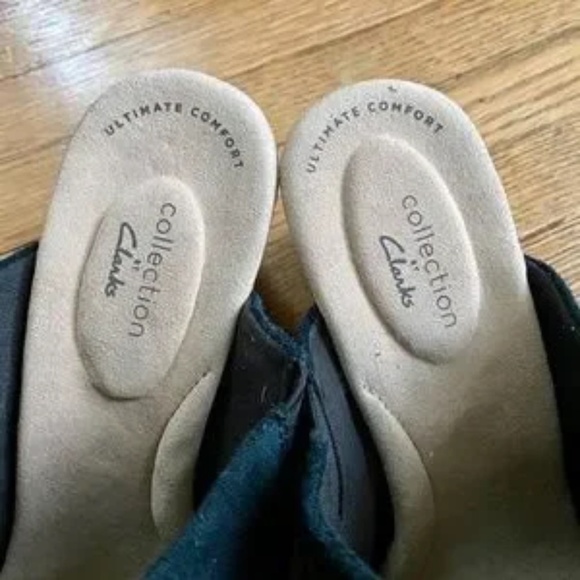 NWT Clarks Two-Tone Lafley Wave Leather Black Wedge Size 9.5 - Picture 5 of 8